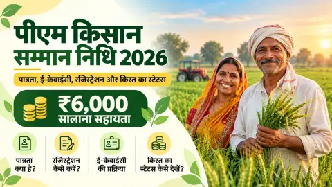 पीएम किसान सम्मान निधि योजना 2026: पात्रता, रजिस्ट्रेशन, ई-केवाईसी और किस्त स्टेटस